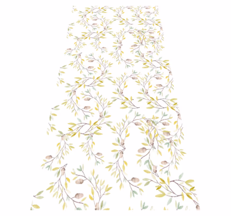 Tapis vinyle plantes motif aquarelle feuilles vertes - TenStickers