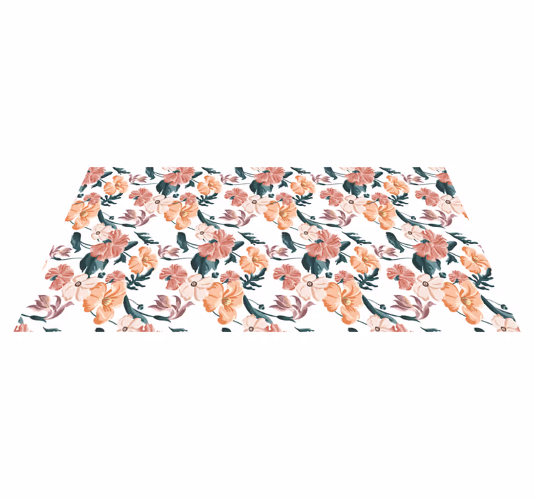 Tapis vinyle plantes motif de fleurs pastel - TenStickers