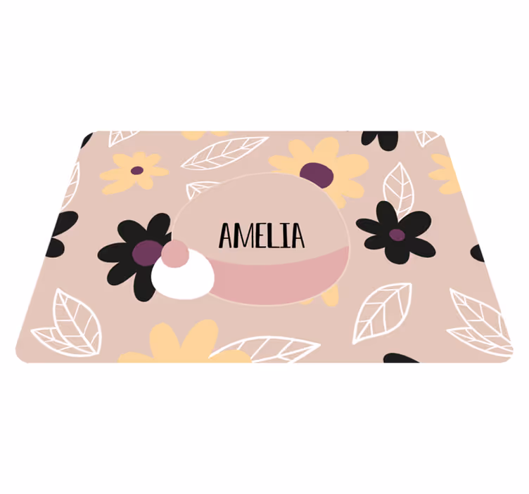 Tapis vinyle plantes fleurs modernes colorées sur fond beige - TenStickers