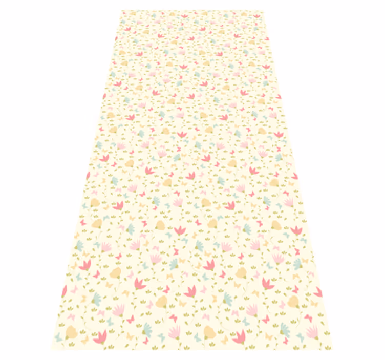 Tapis vinyle plantes fleurs et papillons - TenStickers