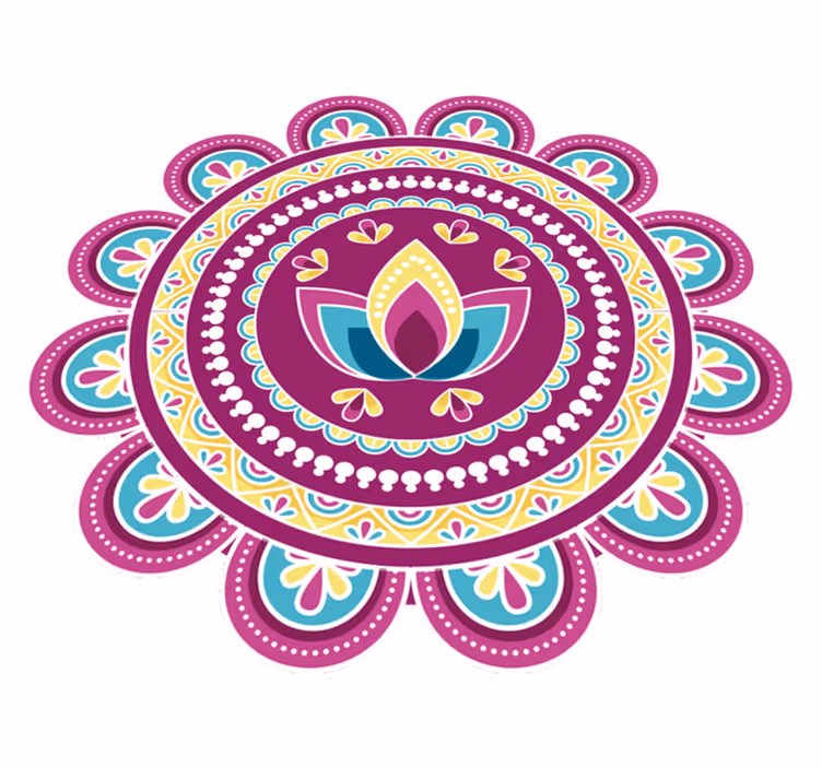 Tapis vinyle plantes mandala lotus coloré - TenStickers