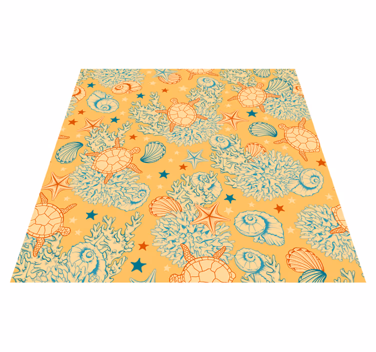 Tapis vinyle plantes corail et vie marine - TenStickers