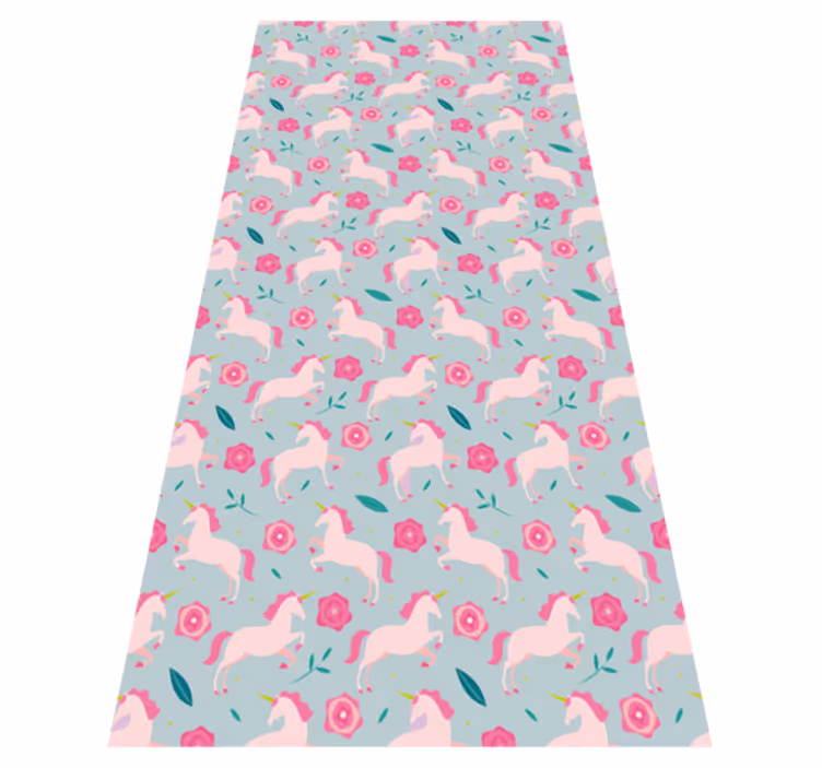 Tapis vinyle ado motif licorne fleurie - TenStickers