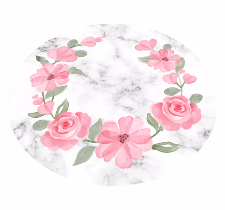 Tapis vinyle chambre couronne de fleurs marbrée - TenStickers