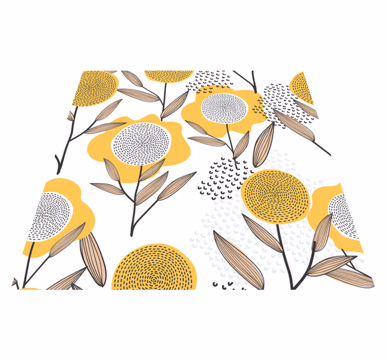 Tapis vinyle chambre motif floral abstrait jaune - TenStickers
