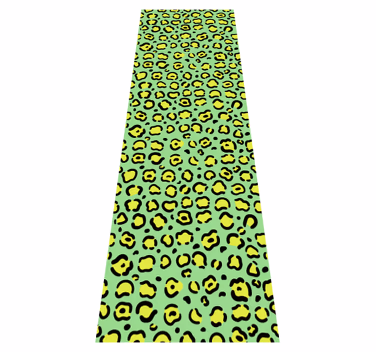 Tapis vinyle motif animal léopard coloré sur pistache - TenStickers