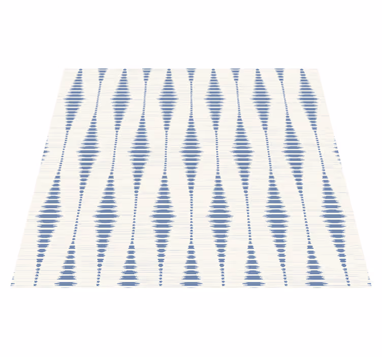 Tapis vinyle géométrique bleu et beige rabaul ikat - TenStickers