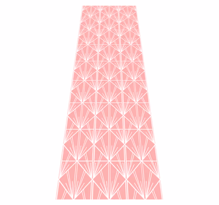 Tapis vinyle géométrique motif déco moderne rose et blanc - TenStickers