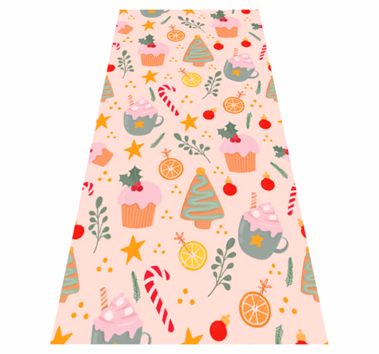 Tapis vinyle noël cannes de bonbon et sapins - TenStickers