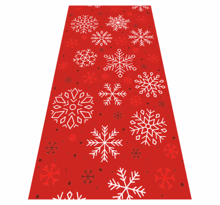 Tapis vinyle noël flocons de neige sur fond rouge - TenStickers