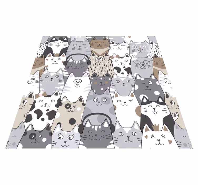Tapis vinyle chambre chats en cartoon - TenStickers