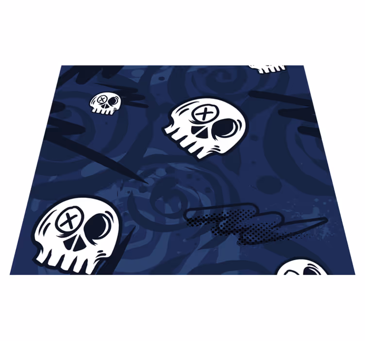 Tapis vinyle chambre têtes de mort graffiti - TenStickers