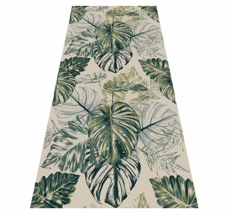 Tapis vinyle chambre formes monstera décolorées beige - TenStickers