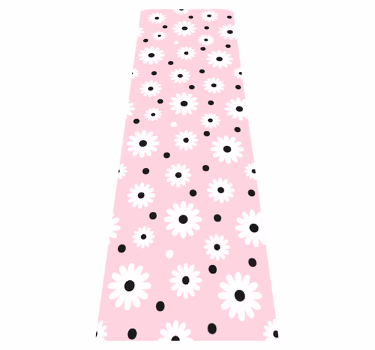 Tapis vinyle chambre motif fleurs pois roses et noirs - TenStickers