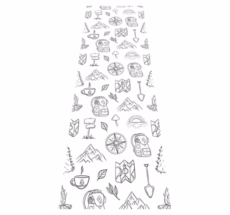 Tapis vinyle chambre boussole dessinée montagne - TenStickers