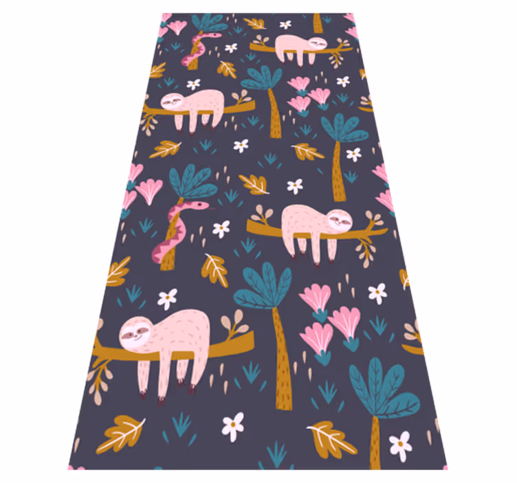 Tapis vinyle chambre paresseux et feuillage - TenStickers