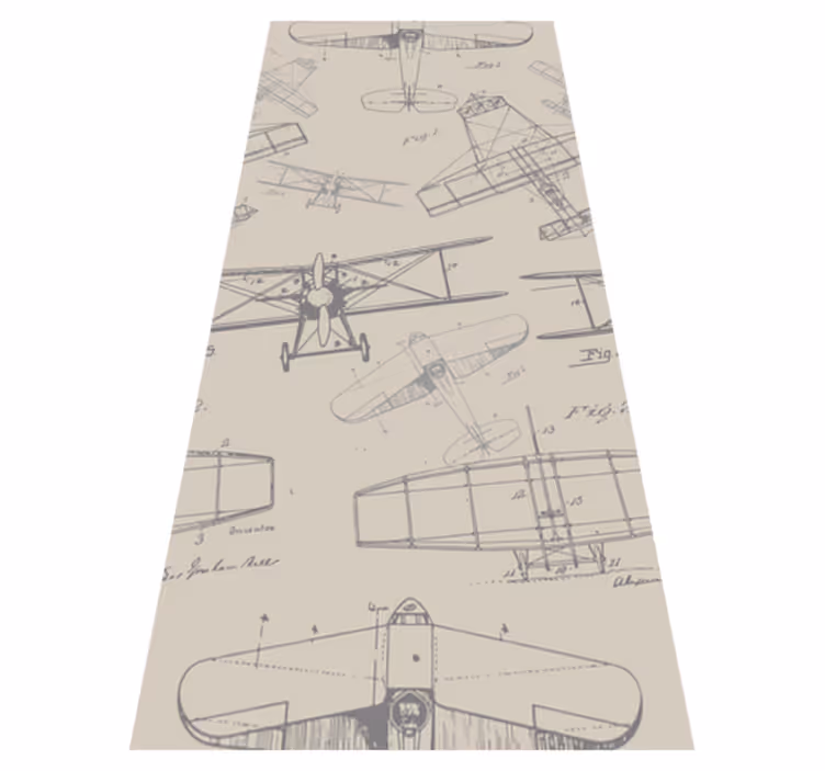 Tapis vinyle chambre motif avions vintage - TenStickers