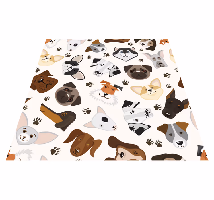 Tapis vinyle chambre motif mignon chiots et chiens - TenStickers