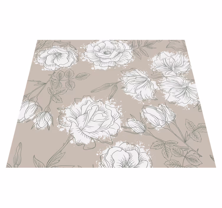 Tapis vinyle chambre fleurs de pivoine vintage - TenStickers