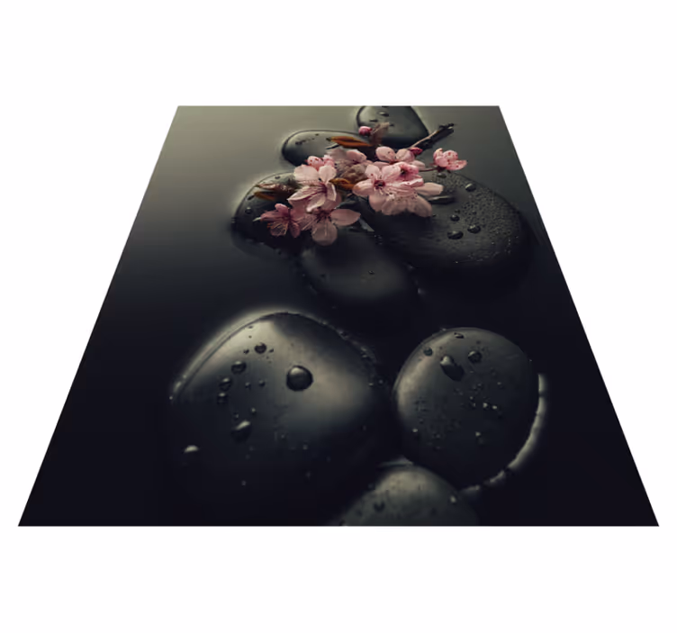 Tapis vinyle nature ambiance zen avec pierre toilettes - TenStickers