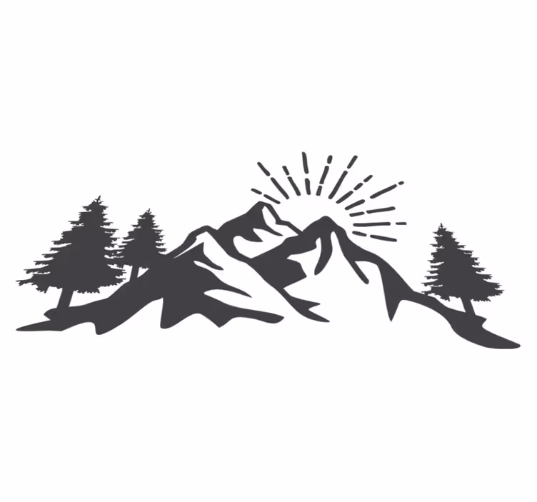 Tapis vinyle nature silhouette de montagne ensoleillée - TenStickers