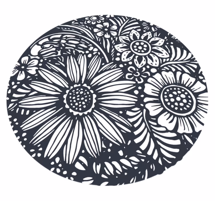 Tapis vinyle nature motif floral cercle - TenStickers