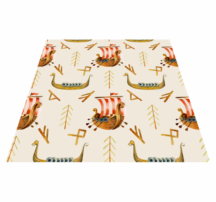 Tapis vinyle nature motif drakkar viking - TenStickers