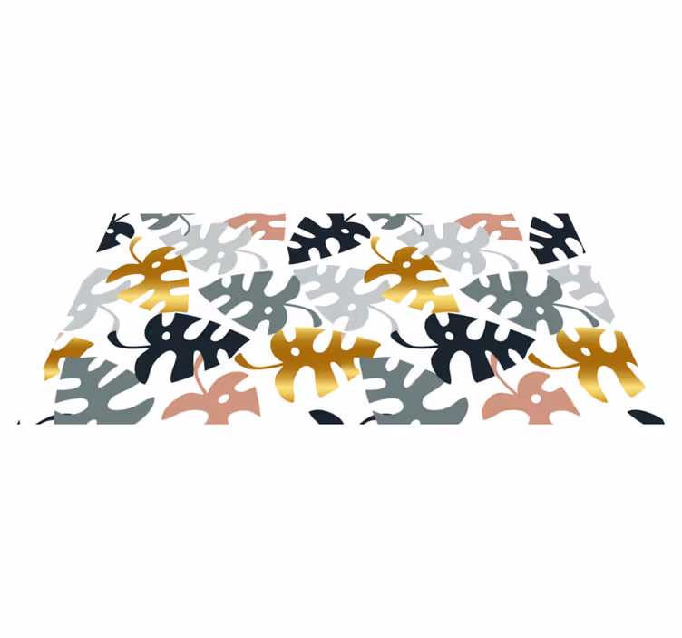 Tapis vinyle plantes feuilles dorées et multicolores - TenStickers