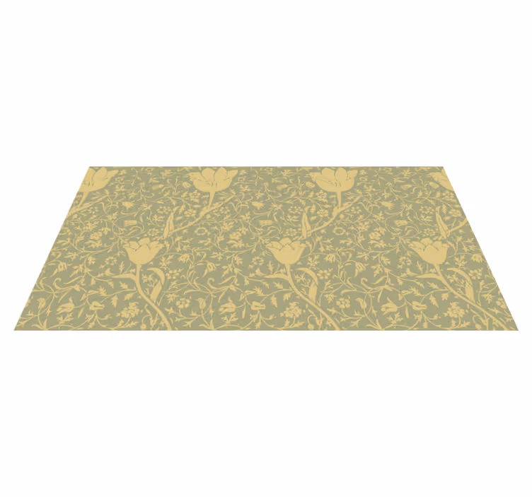 Tapis vinyle plantes motif floral subtil or et vert - TenStickers