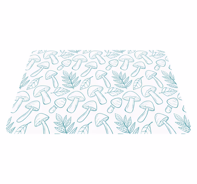 Tapis vinyle plantes motif champignons bleu clair - TenStickers