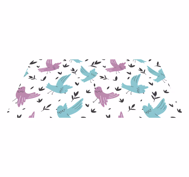 Tapis vinyle plantes oiseaux bleus et violets illustration - TenStickers