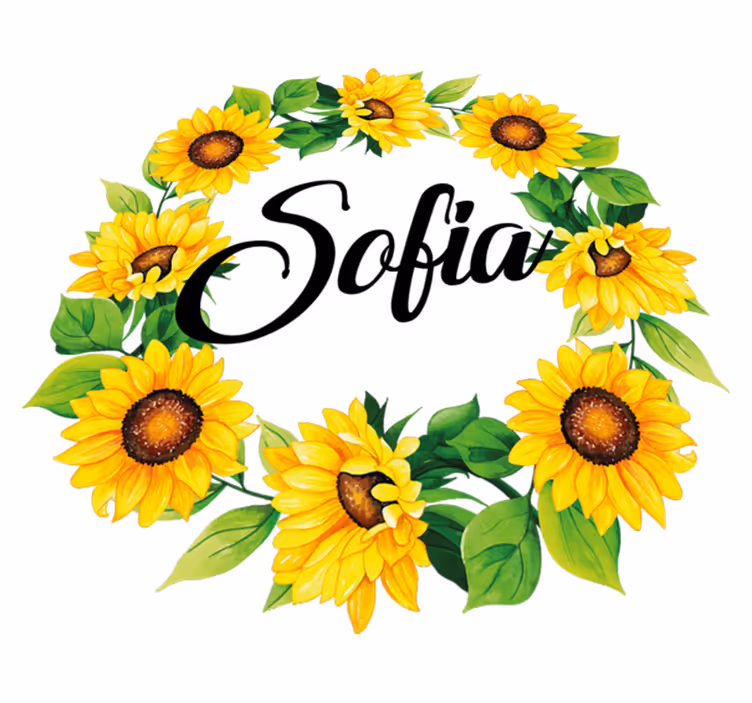Tapis vinyle plantes couronne de fleurs d'été avec nom - TenStickers