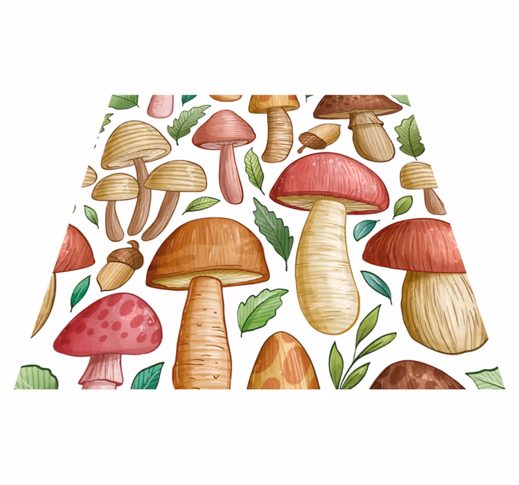 Tapis vinyle plantes motif de champignons colorés - TenStickers