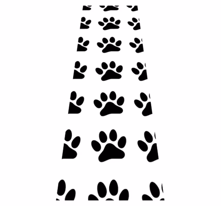 Tapis vinyle chambre empreintes de pattes noires sur blanc - TenStickers