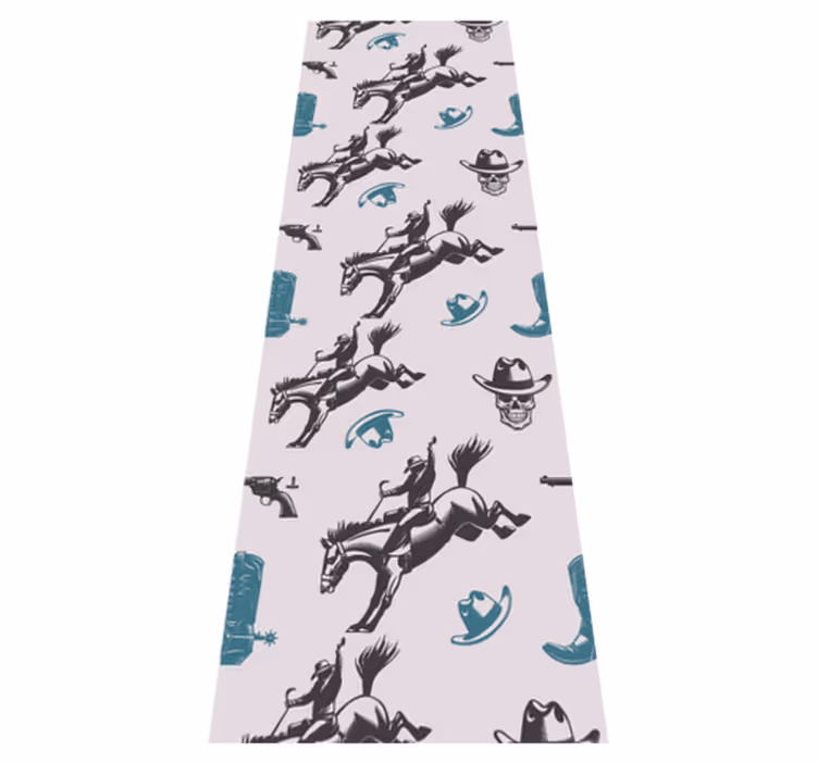 Tapis vinyle chambre motifs chevaux cowboys - TenStickers
