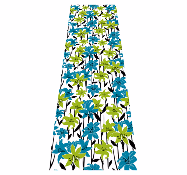 Tapis vinyle chambre motif pochoir fleurs - TenStickers