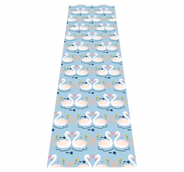 Tapis vinyle chambre motif de cygnes amoureux bleu - TenStickers