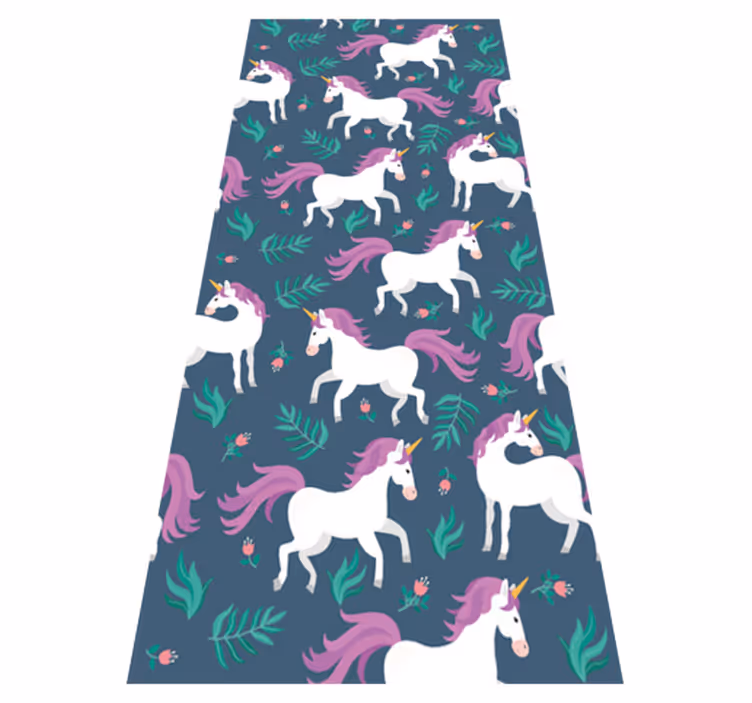 Tapis vinyle chambre motif licorne bleue plat - TenStickers