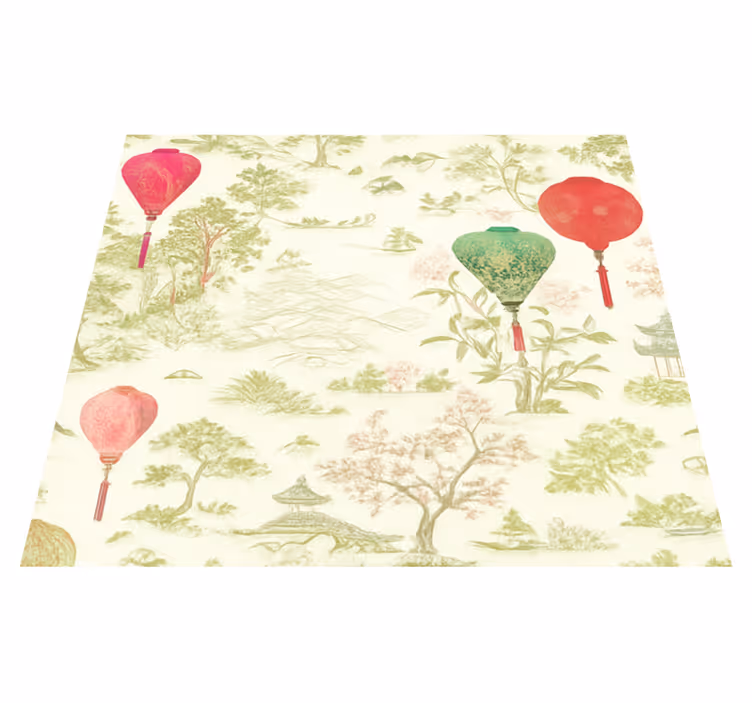 Tapis vinyle chambre paysage oriental chinois - TenStickers