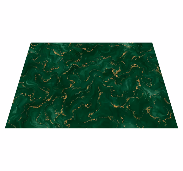 Tapis vinyle chambre vert émeraude marbre doré - TenStickers