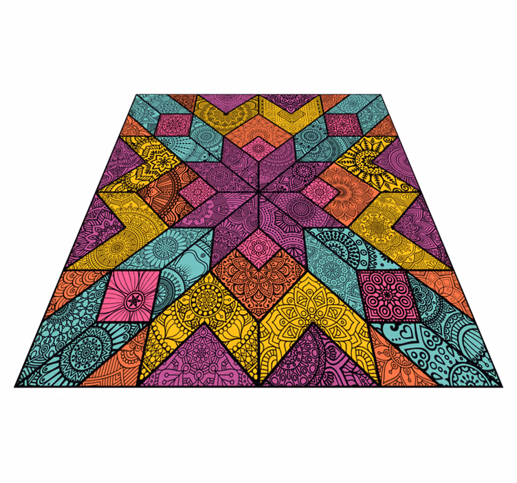 Tapis vinyle géométrique éléments colorés - TenStickers