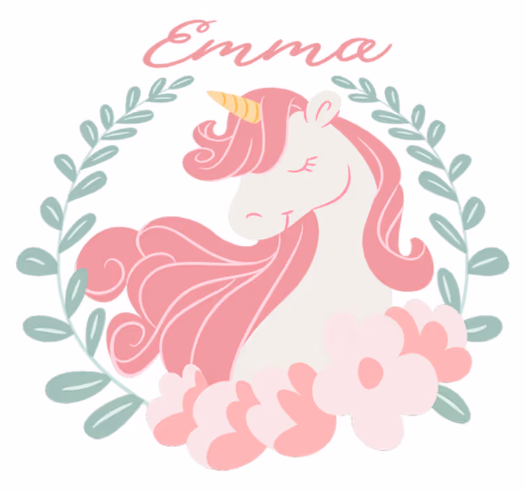 Tapis vinyle pour enfants princesse licorne avec nom - TenStickers