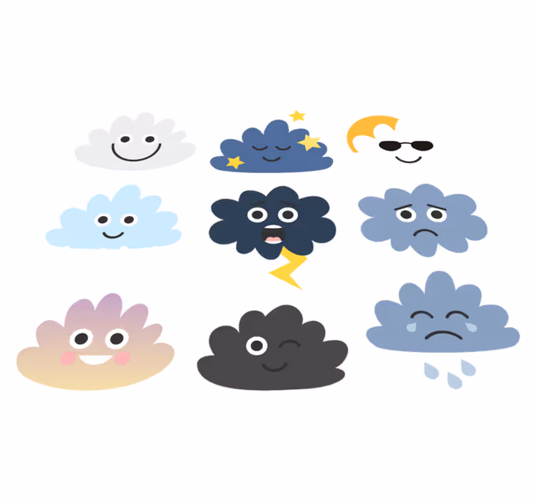 Tapis vinyle pour enfants visages de nuages - TenStickers