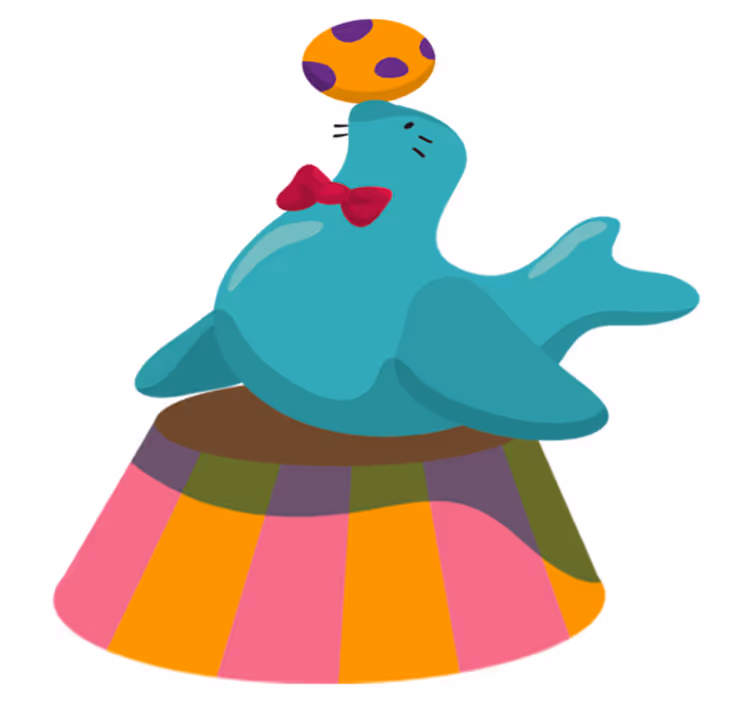 Tapis vinyle pour enfants avec un phoque de cirque - TenStickers