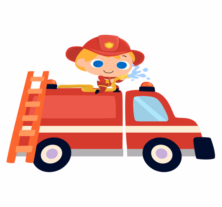 Tapis vinyle pour enfants voiture rouge pompier - TenStickers