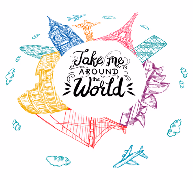 Tapis vinyle chambre trésors du monde entier - TenStickers