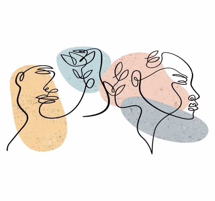 Tapis vinyle chambre visages de femmes en line art - TenStickers