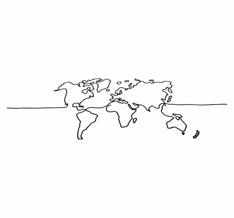 Tapis vinyle carte du monde en art linéaire - TenStickers