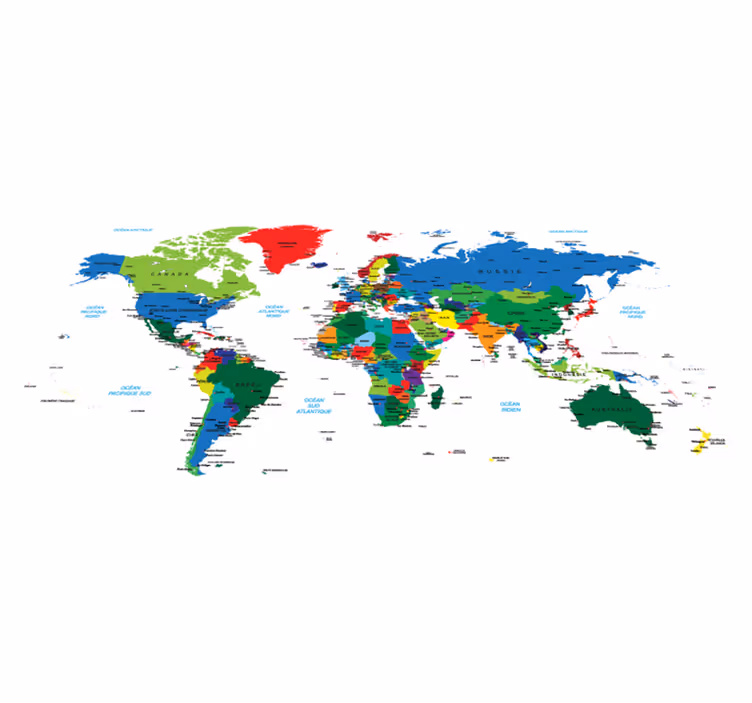 Tapis vinyle carte du monde carte du monde colorée - TenStickers