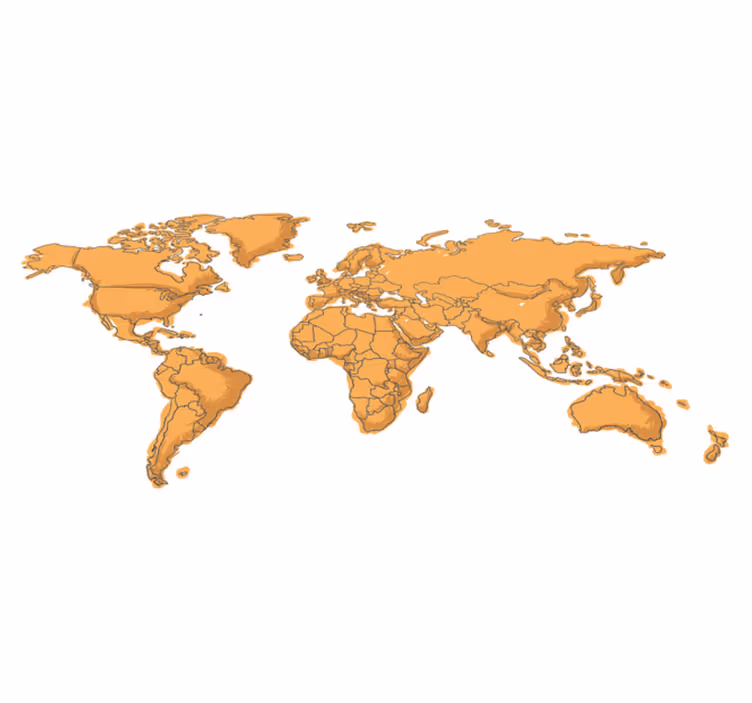 Tapis vinyle carte du monde simple contours politiques - TenStickers